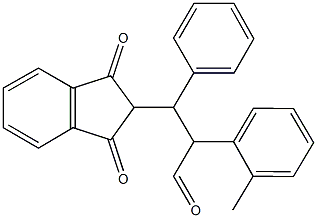 3-(1,3-dioxo-2,3-dihydro-1H-inden-2-yl)-2-(2-methylphenyl)-3-phenylpropanal 化学構造式