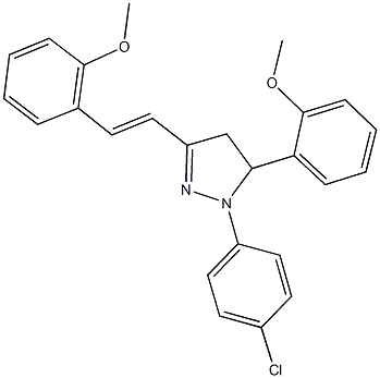 1-(4-chlorophenyl)-5-(2-methoxyphenyl)-3-[2-(2-methoxyphenyl)vinyl]-4,5-dihydro-1H-pyrazole,299969-56-5,结构式