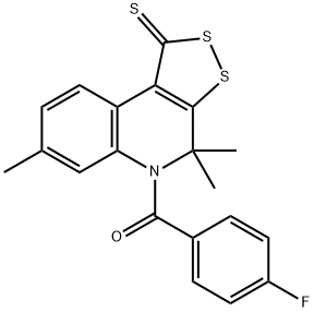 5-(4-fluorobenzoyl)-4,4,7-trimethyl-4,5-dihydro-1H-[1,2]dithiolo[3,4-c]quinoline-1-thione Struktur