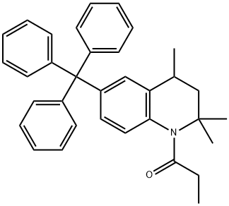 2,2,4-trimethyl-1-propionyl-6-trityl-1,2,3,4-tetrahydroquinoline Struktur