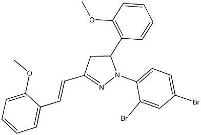 1-(2,4-dibromophenyl)-5-(2-methoxyphenyl)-3-[2-(2-methoxyphenyl)vinyl]-4,5-dihydro-1H-pyrazole,300359-38-0,结构式