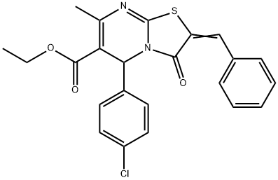 ethyl 2-benzylidene-5-(4-chlorophenyl)-7-methyl-3-oxo-2,3-dihydro-5H-[1,3]thiazolo[3,2-a]pyrimidine-6-carboxylate Structure