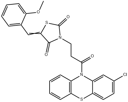 3-[3-(2-chloro-10H-phenothiazin-10-yl)-3-oxopropyl]-5-(2-methoxybenzylidene)-1,3-thiazolidine-2,4-dione Structure