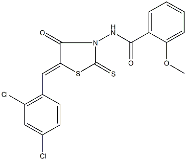 N-[5-(2,4-dichlorobenzylidene)-4-oxo-2-thioxo-1,3-thiazolidin-3-yl]-2-methoxybenzamide 结构式