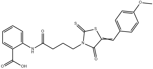 2-({4-[5-(4-methoxybenzylidene)-4-oxo-2-thioxo-1,3-thiazolidin-3-yl]butanoyl}amino)benzoic acid Structure