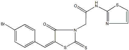 2-[5-(4-bromobenzylidene)-4-oxo-2-thioxo-1,3-thiazolidin-3-yl]-N-(1,3-thiazol-2-yl)acetamide Structure