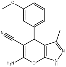 6-amino-4-(3-methoxyphenyl)-3-methyl-1,4-dihydropyrano[2,3-c]pyrazole-5-carbonitrile Structure