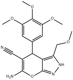 6-amino-3-(methoxymethyl)-4-(3,4,5-trimethoxyphenyl)-1,4-dihydropyrano[2,3-c]pyrazole-5-carbonitrile|