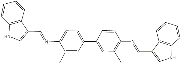 N-(1H-indol-3-ylmethylene)-N-{4'-[(1H-indol-3-ylmethylene)amino]-3,3'-dimethyl[1,1'-biphenyl]-4-yl}amine 化学構造式