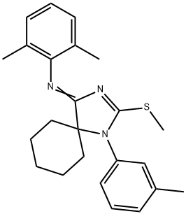 N-(2,6-dimethylphenyl)-N-[1-(3-methylphenyl)-2-(methylsulfanyl)-1,3-diazaspiro[4.5]dec-2-en-4-ylidene]amine Structure