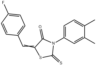 3-(3,4-dimethylphenyl)-5-(4-fluorobenzylidene)-2-thioxo-1,3-thiazolidin-4-one 化学構造式