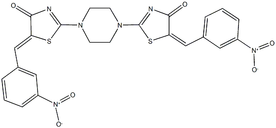 5-{3-nitrobenzylidene}-2-[4-(5-{3-nitrobenzylidene}-4-oxo-4,5-dihydro-1,3-thiazol-2-yl)-1-piperazinyl]-1,3-thiazol-4(5H)-one Structure