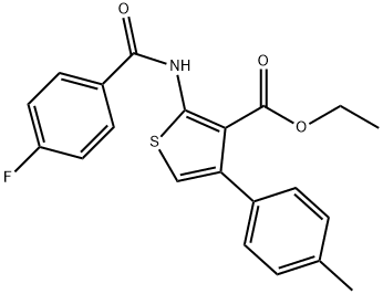 ethyl 2-[(4-fluorobenzoyl)amino]-4-(4-methylphenyl)-3-thiophenecarboxylate,300570-93-8,结构式