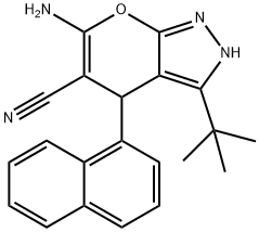 6-amino-3-tert-butyl-4-(1-naphthyl)-1,4-dihydropyrano[2,3-c]pyrazole-5-carbonitrile 结构式