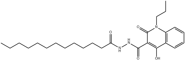 4-hydroxy-2-oxo-1-propyl-N'-tridecanoyl-1,2-dihydroquinoline-3-carbohydrazide,300588-43-6,结构式