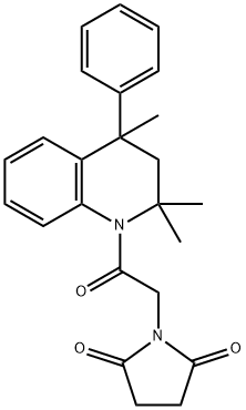 1-[2-oxo-2-(2,2,4-trimethyl-4-phenyl-3,4-dihydro-1(2H)-quinolinyl)ethyl]-2,5-pyrrolidinedione 化学構造式