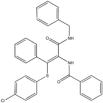 N-{1-[(benzylamino)carbonyl]-2-[(4-chlorophenyl)sulfanyl]-2-phenylvinyl}benzamide Structure