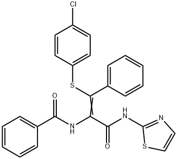 300669-71-0 N-{2-[(4-chlorophenyl)sulfanyl]-2-phenyl-1-[(1,3-thiazol-2-ylamino)carbonyl]vinyl}benzamide