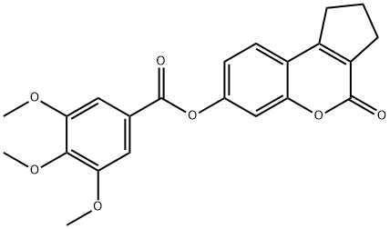 4-oxo-1,2,3,4-tetrahydrocyclopenta[c]chromen-7-yl 3,4,5-trimethoxybenzoate Struktur