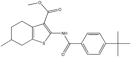 methyl 2-[(4-tert-butylbenzoyl)amino]-6-methyl-4,5,6,7-tetrahydro-1-benzothiophene-3-carboxylate Struktur