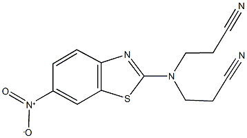 3-((2-cyanoethyl){6-nitro-1,3-benzothiazol-2-yl}amino)propanenitrile 结构式