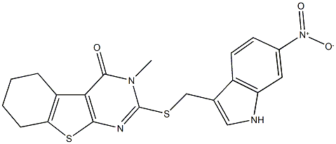 300689-28-5 2-[({6-nitro-1H-indol-3-yl}methyl)sulfanyl]-3-methyl-5,6,7,8-tetrahydro[1]benzothieno[2,3-d]pyrimidin-4(3H)-one