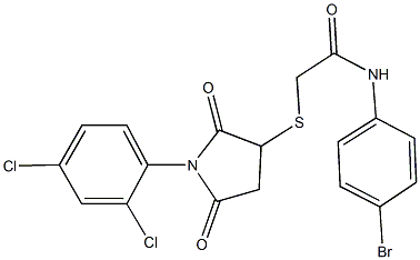 N-(4-bromophenyl)-2-{[1-(2,4-dichlorophenyl)-2,5-dioxo-3-pyrrolidinyl]sulfanyl}acetamide 化学構造式