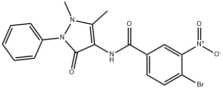 4-bromo-N-(1,5-dimethyl-3-oxo-2-phenyl-2,3-dihydro-1H-pyrazol-4-yl)-3-nitrobenzamide 化学構造式