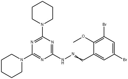 3,5-dibromo-2-methoxybenzaldehyde [4,6-di(1-piperidinyl)-1,3,5-triazin-2-yl]hydrazone,300690-91-9,结构式