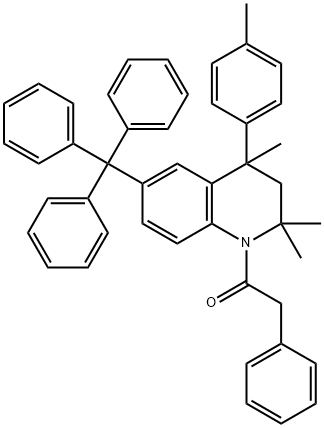 2,2,4-trimethyl-4-(4-methylphenyl)-1-(phenylacetyl)-6-trityl-1,2,3,4-tetrahydroquinoline 化学構造式