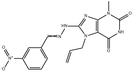 3-nitrobenzaldehyde (7-allyl-3-methyl-2,6-dioxo-2,3,6,7-tetrahydro-1H-purin-8-yl)hydrazone,300701-04-6,结构式