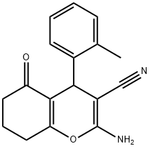 2-amino-4-(2-methylphenyl)-5-oxo-5,6,7,8-tetrahydro-4H-chromene-3-carbonitrile 结构式