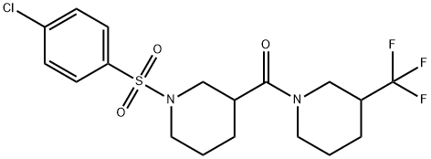 1-[(4-chlorophenyl)sulfonyl]-3-{[3-(trifluoromethyl)-1-piperidinyl]carbonyl}piperidine 化学構造式
