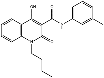 1-butyl-4-hydroxy-N-(3-methylphenyl)-2-oxo-1,2-dihydro-3-quinolinecarboxamide Struktur