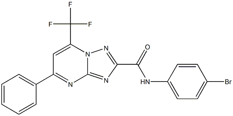 N-(4-bromophenyl)-5-phenyl-7-(trifluoromethyl)[1,2,4]triazolo[1,5-a]pyrimidine-2-carboxamide 化学構造式