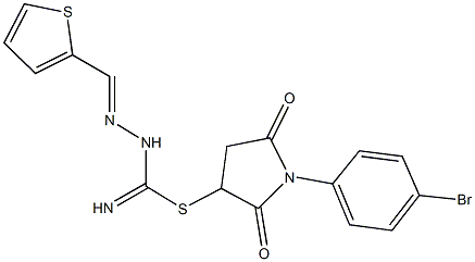 1-(4-bromophenyl)-2,5-dioxo-3-pyrrolidinyl 2-(2-thienylmethylene)hydrazinecarbimidothioate Structure