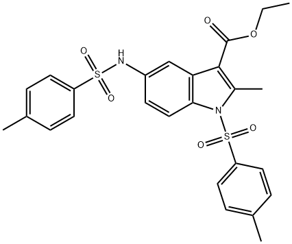 ethyl 2-methyl-1-[(4-methylphenyl)sulfonyl]-5-{[(4-methylphenyl)sulfonyl]amino}-1H-indole-3-carboxylate,300719-63-5,结构式