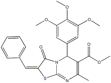 methyl 2-benzylidene-7-methyl-3-oxo-5-(3,4,5-trimethoxyphenyl)-2,3-dihydro-5H-[1,3]thiazolo[3,2-a]pyrimidine-6-carboxylate,300722-13-8,结构式