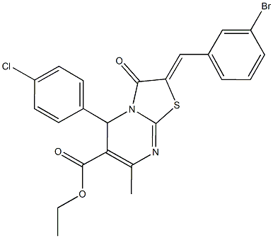 ethyl 2-(3-bromobenzylidene)-5-(4-chlorophenyl)-7-methyl-3-oxo-2,3-dihydro-5H-[1,3]thiazolo[3,2-a]pyrimidine-6-carboxylate,300723-03-9,结构式