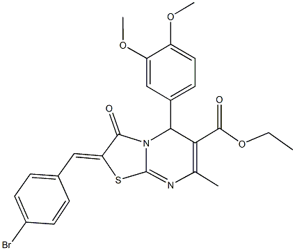 ethyl 2-(4-bromobenzylidene)-5-(3,4-dimethoxyphenyl)-7-methyl-3-oxo-2,3-dihydro-5H-[1,3]thiazolo[3,2-a]pyrimidine-6-carboxylate,300723-30-2,结构式