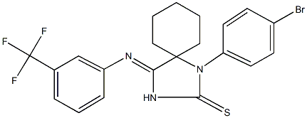 1-(4-bromophenyl)-4-{[3-(trifluoromethyl)phenyl]imino}-1,3-diazaspiro[4.5]decane-2-thione Structure