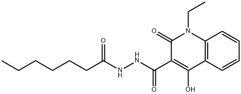 1-ethyl-N'-heptanoyl-4-hydroxy-2-oxo-1,2-dihydroquinoline-3-carbohydrazide,300731-60-6,结构式