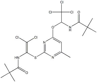 N-{2,2-dichloro-1-[(4-methyl-6-{2,2,2-trichloro-1-[(2,2-dimethylpropanoyl)amino]ethoxy}-2-pyrimidinyl)sulfanyl]vinyl}-2,2-dimethylpropanamide Structure