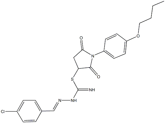 1-(4-butoxyphenyl)-2,5-dioxo-3-pyrrolidinyl 2-(4-chlorobenzylidene)hydrazinecarbimidothioate 化学構造式