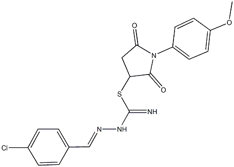 1-(4-methoxyphenyl)-2,5-dioxo-3-pyrrolidinyl 2-(4-chlorobenzylidene)hydrazinecarbimidothioate Structure