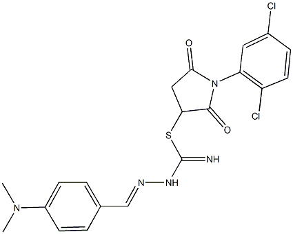1-(2,5-dichlorophenyl)-2,5-dioxo-3-pyrrolidinyl 2-[4-(dimethylamino)benzylidene]hydrazinecarbimidothioate Struktur