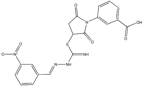 3-(3-{[(2-{3-nitrobenzylidene}hydrazino)(imino)methyl]sulfanyl}-2,5-dioxo-1-pyrrolidinyl)benzoic acid Struktur
