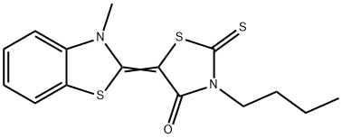 3-butyl-5-(3-methyl-1,3-benzothiazol-2(3H)-ylidene)-2-thioxo-1,3-thiazolidin-4-one Struktur