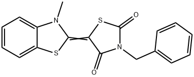 3-benzyl-5-(3-methyl-1,3-benzothiazol-2(3H)-ylidene)-1,3-thiazolidine-2,4-dione 化学構造式