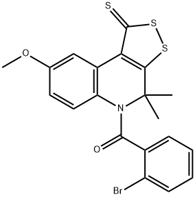 5-(2-bromobenzoyl)-8-methoxy-4,4-dimethyl-4,5-dihydro-1H-[1,2]dithiolo[3,4-c]quinoline-1-thione,300801-97-2,结构式